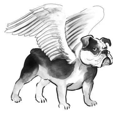 Winged bulldog Illustrazione stock