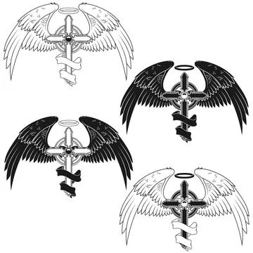 Winged christian cross vector design Stock-Illustration
