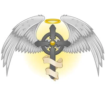 Winged christian cross vector design イラスト素材