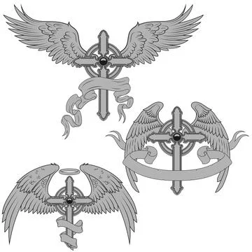 Winged christian cross vector design Stock Illustration