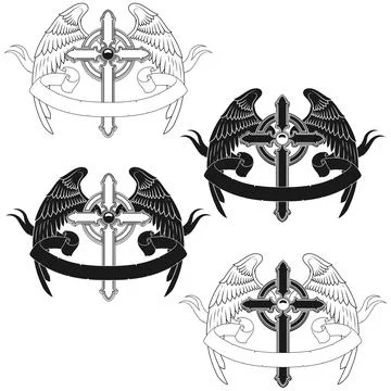 Winged christian cross vector design Stock-Illustration
