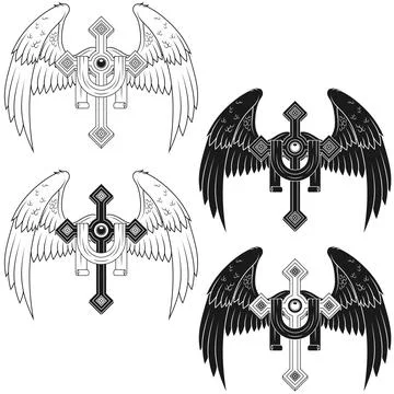 Winged christian cross vector design Stock-Illustration