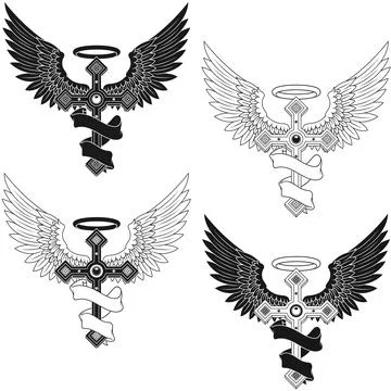 Winged christian cross vector design Stock-Illustration