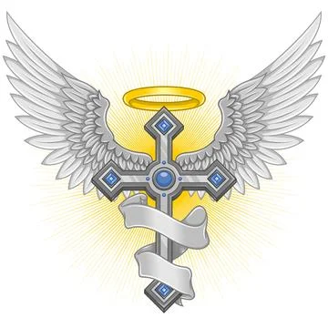 Winged christian cross vector design Stock-Illustration