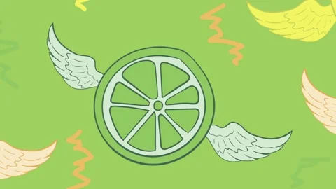 Winged citruses on green Stock Footage 93583219