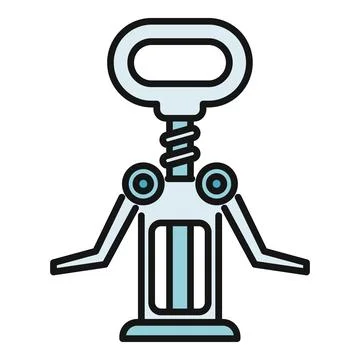 Winged corkscrew opening wine bottle flat icon Illustration