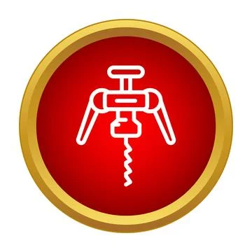 Winged corkscrew opening wine bottle icon Stock Illustration