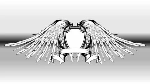 Winged crest coat of arms background Stock Illustration