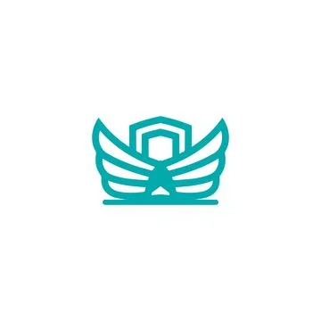 Winged cube logo an icon with wings Stock Illustration