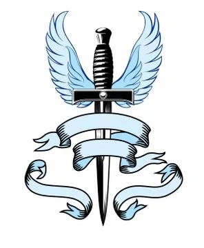 Winged Dagger with Banner Stock Illustration