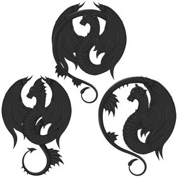 Winged Dragons Vector Design Illustrazione stock