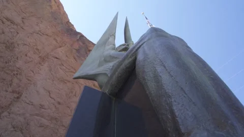 Winged Figures of the Republic Hoover Dam statues Boulder City Nevada USA Stock Footage 135435141