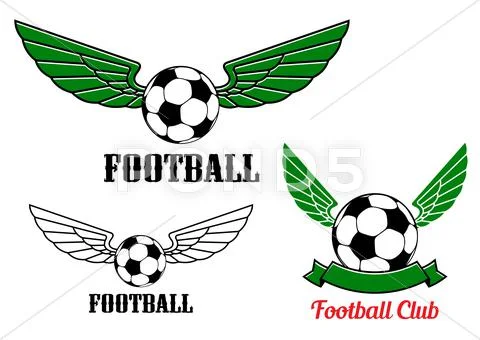 Winged Football Or Soccer Ball Emblem