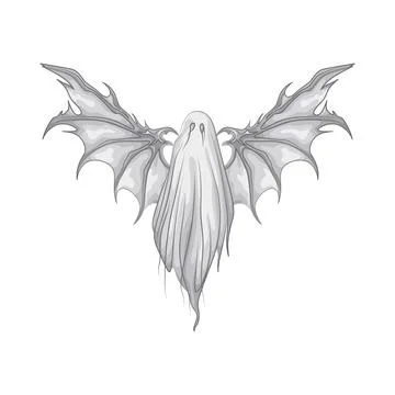 Winged Ghost Illustration Stock Illustration