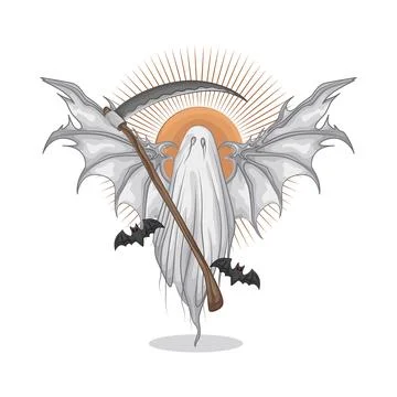 Winged Ghost Illustration Stock Illustration