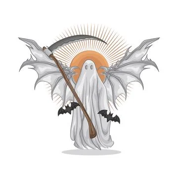 Winged Ghost Illustration Stock Illustration