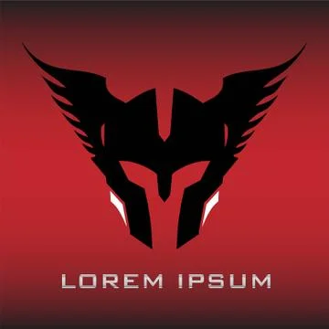 Winged Head Mascot in Black Stock Illustration