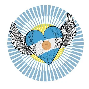 Winged heart with flag Stock Illustration