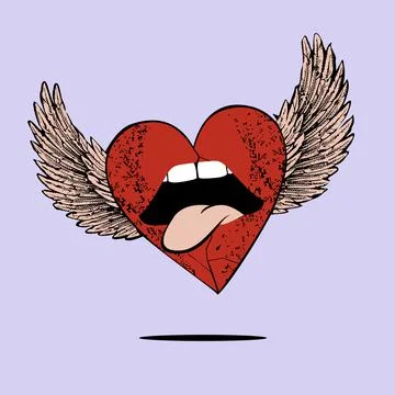 Winged heart Illustrazione stock