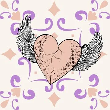 Winged heart Illustrazione stock