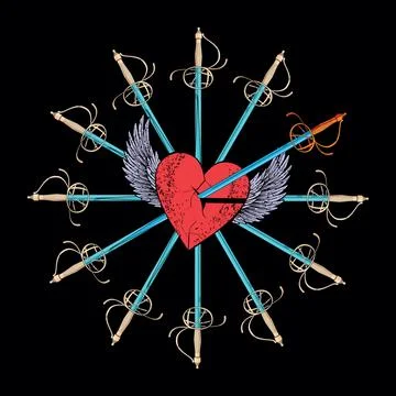 Winged heart Illustrazione stock