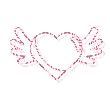 Winged heart outline. Vector Stock Illustration