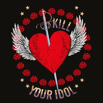 Winged heart with a sword Stock Illustration