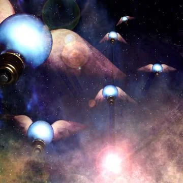 Winged light bulbs Stock Illustration