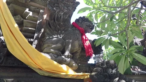 Winged Lion Statue on the Temple Wall, Kuta, Bali, Indonesia Stock Footage 304542588