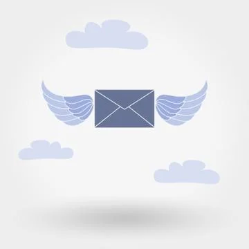 Winged Mail Envelope. Stock Illustration