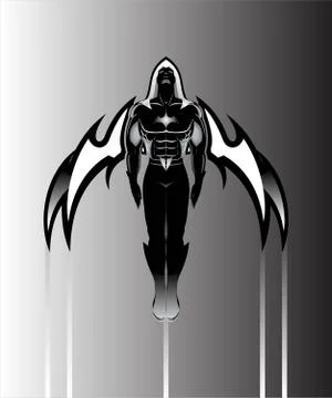 Winged man. winged human silhouette. Sport Fitness club creative concept. Stock Illustration