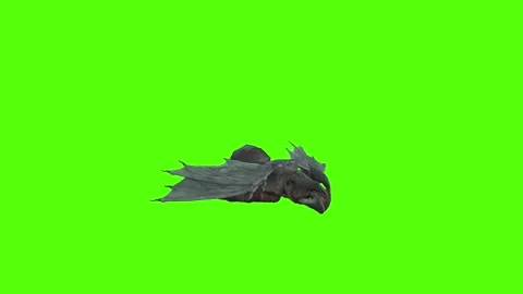 Winged Monster Death Hitting Ground Green Screen Animation 4k Rendering Stock Footage 270390703
