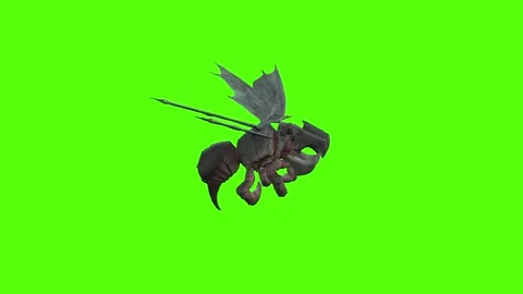 Winged Monster Flying Bite Green Screen Animation 4k Rendering Stock Footage 270390689
