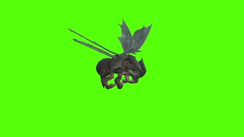 Winged Monster Flying Green Screen Animation 4k Rendering Stock Footage 270390700