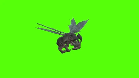 Winged Monster Getting Hit back Green Screen Animation 4k Rendering Видео 270390676