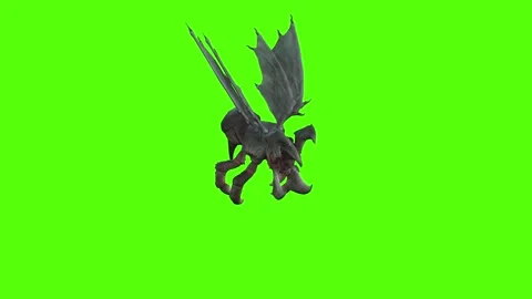Winged Monster Getting Hit Front Green Screen Animation 4k Rendering Видео 270390664