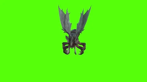 Winged Monster Getting Hit Front Green Screen Animation 4k Rendering Stock Footage 270390666
