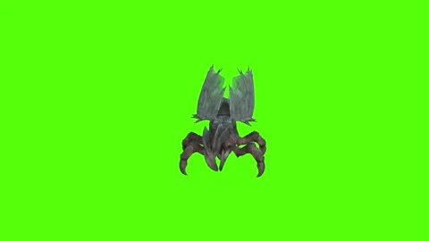 Winged Monster Jump Attack Forward Green Screen Animation 4k Rendering Stock Footage 270390580