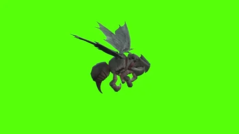 Winged Monster Stinger Attack Green Screen Animation 4k Rendering Stock Footage 270390636