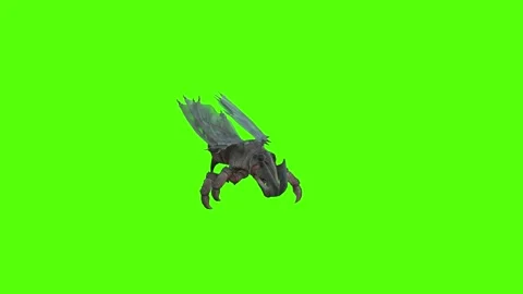 Winged Monster Walk Backwards Green Screen Animation 4k Rendering Stockbeeldmateriaal 270390552