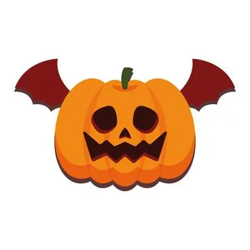 Winged pumpkin with bat wings. Vector Stock Illustration