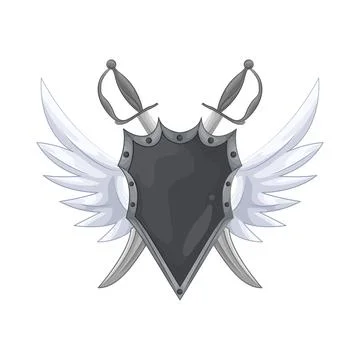 Winged shield with crossed swords Stock Illustration