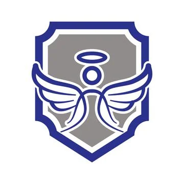 Winged Shield Emblem Graphic Design Stock Illustration