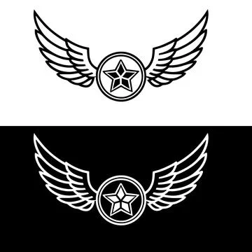 Winged shield with wings logo design . Illustrazione stock