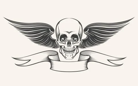 Winged Skull Stock Illustration