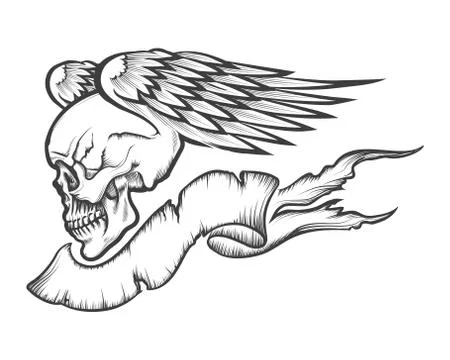 Winged Skull Stock Illustration