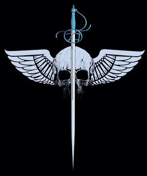 Winged skull Stock Illustration