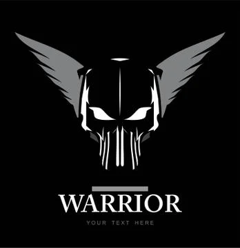 Winged Skull in white and black. Stock Illustration