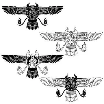 Winged Solar Disk Black Fire Stock Illustration