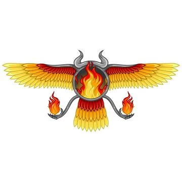Winged Solar Disk Color Fire Stock Illustration